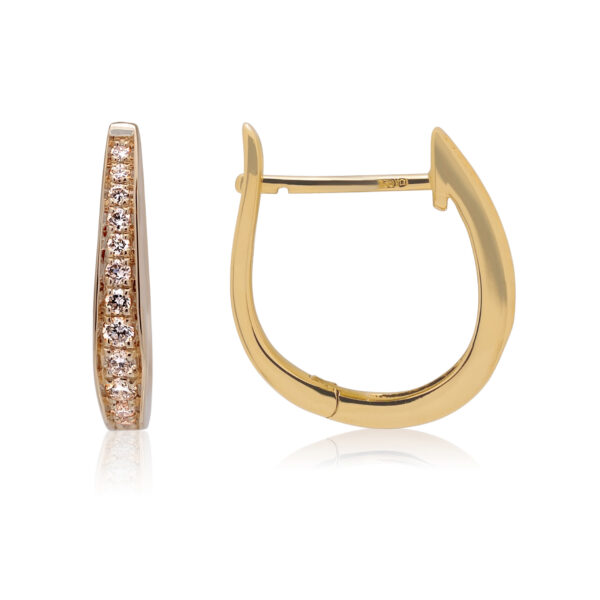 A pair of 18ct yellow gold graduated round brilliant cut diamond set hoop earrings, for pierced ears.