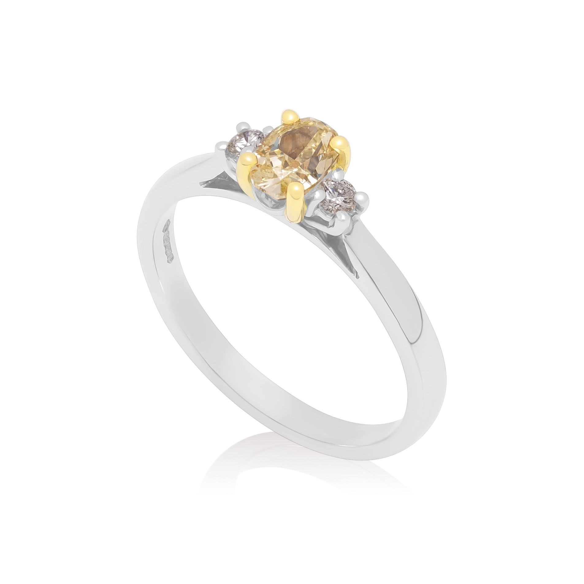 Platinum & 18ct Yellow Gold Yellow Diamond Three Stone Ring