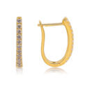 A pair of 18ct yellow gold diamond set hoop earrings, for pierced ears.