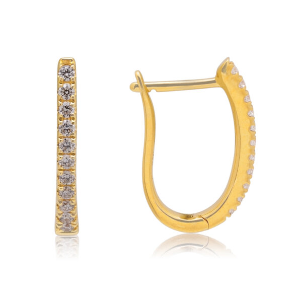 A pair of 18ct yellow gold diamond set hoop earrings, for pierced ears.