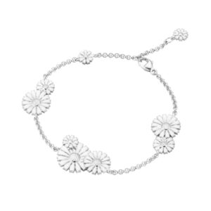A sterling silver multiple layered, white enamelled flower bracelet from Georg Jensen's Daisy collection.
