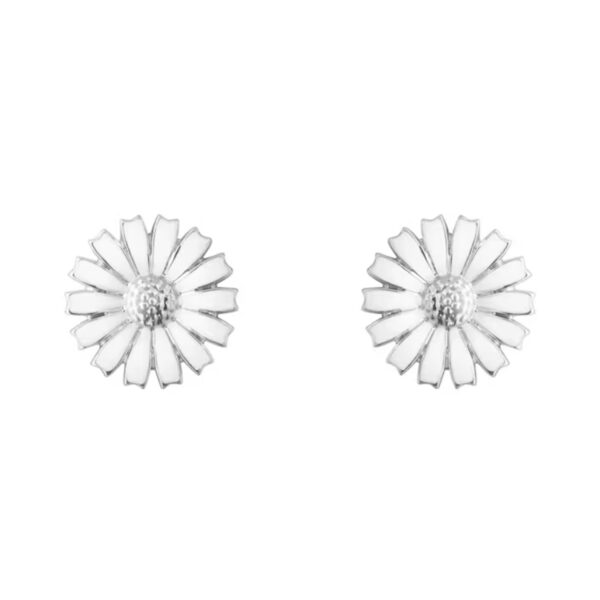A pair of sterling silver and blue enamelled flower stud earrings, for pierced ears from Georg Jensen’s Daisy Collection.