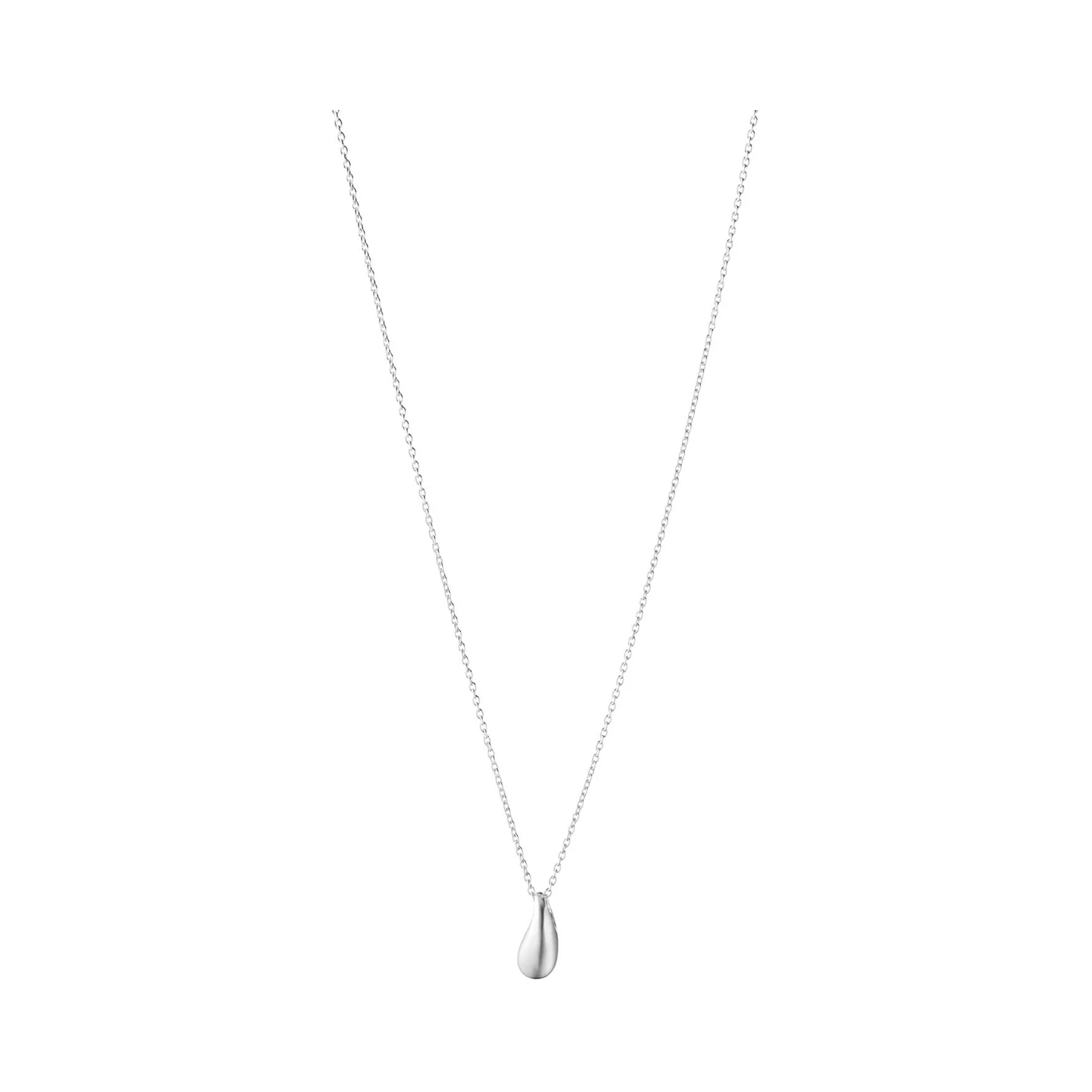 A sterling silver small reflect pendant on a chain from Georg Jensen's Reflect collection.