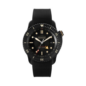 Bremont, S502 Jet with a 43mm stainless steel and a black rubber strap featuring a date function with a black dial and ceramic bezel.