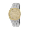 Gucci 25H with a 38mm stainless steel and 18ct yellow gold plated case featuring a brass gold coloured dial and with interlocking G motif.