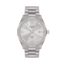 Tissot, PRC 100 Silver with a 39mm stainless steel case and bracelet strap featuring a date function and a silver dial.