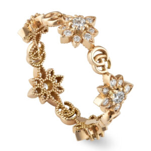 An 18ct rose gold diamond set ring from Gucci's Flora collection.