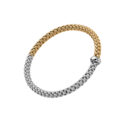 An 18ct white and yellow gold Flex'It bracelet with a single white gold diamond set rondel belonging to FOPE's Solo collection.