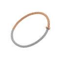 An 18ct white and rose gold Flex'It bracelet with a single rose gold diamond set rondel belonging to FOPE's Prima collection.
