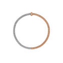 An 18ct white and rose gold Flex'It bracelet with a single rose gold diamond set rondel belonging to FOPE's Prima collection.