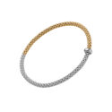An 18ct white and yellow gold Flex'It bracelet with a single white gold diamond set rondel belonging to FOPE's Prima collection.