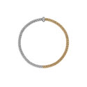 An 18ct white and yellow gold Flex'It bracelet with a single white gold diamond set rondel belonging to FOPE's Prima collection.