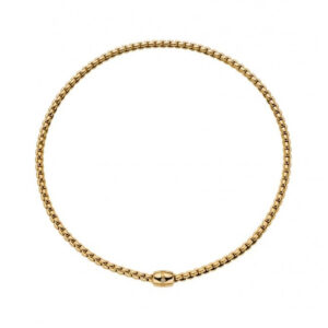 An 18ct yellow gold Flex'It necklace with a diamond set ornamental clasp belonging to FOPE's EKA collection.