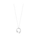 A medium sized, polished sterling silver pendant and chain from Georg Jensen's Mercy collection.