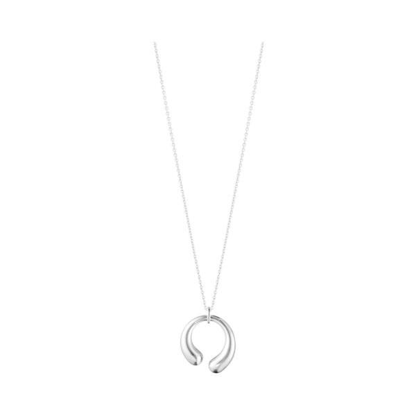 A medium sized, polished sterling silver pendant and chain from Georg Jensen's Mercy collection.