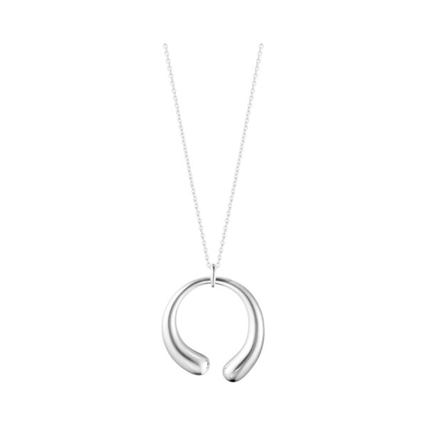 A sterling silver curved pendant and chain belonging to Georg Jensen's Mercy collection.