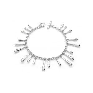 A sterling silver multi drop bracelet with twenty solid silver drops from Lucy Quartermaine's Drop collection.