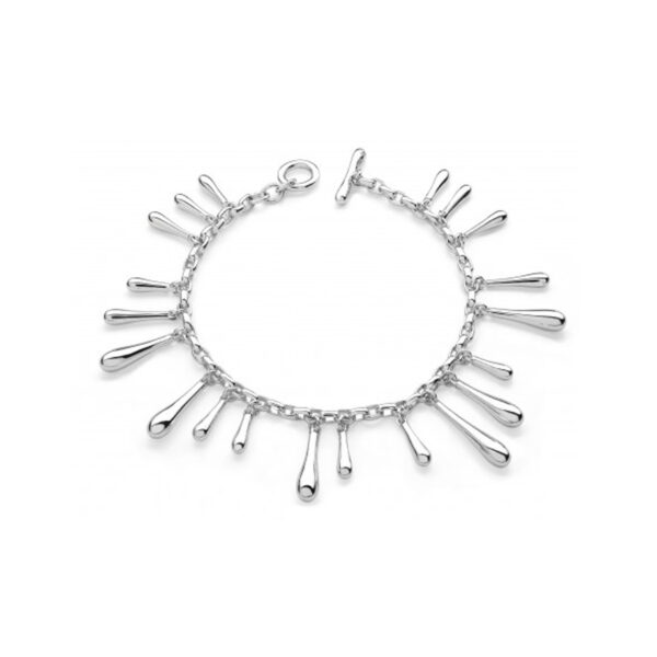 A sterling silver multi drop bracelet with twenty solid silver drops from Lucy Quartermaine's Drop collection.