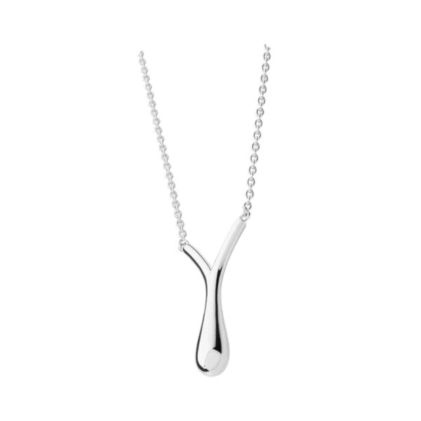 A sterling silver v-shaped drop pendant and chain from Lucy Quartermaine's Drop collection.