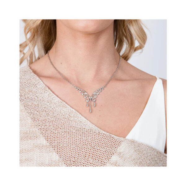 A sterling silver v-style necklace set with Swarovski crystals from Lucy Quartermaine's Wave collection
