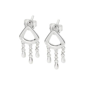 A pair of sterling silver short drop earrings from Lucy Quartermaine's Waterfall collection, for pierced ears.