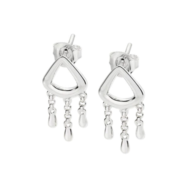 A pair of sterling silver short drop earrings from Lucy Quartermaine's Waterfall collection, for pierced ears.
