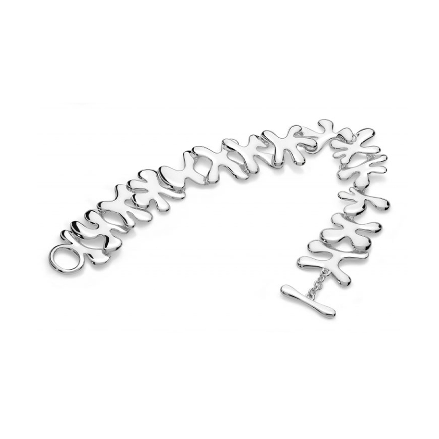 A sterling silver bracelet with small splash shaped links from Lucy Quartermaine's Splash collection.