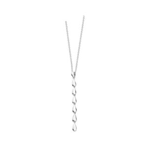 A sterling silver long tear drop pendant and chain from Lucy Quartermaine's Tear Drop collection.