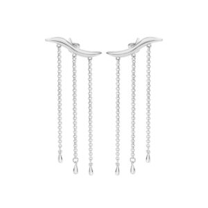 A pair of sterling silver waterfall stud earrings from Lucy Quartermaine's Waterfall collection, for pierced ears.