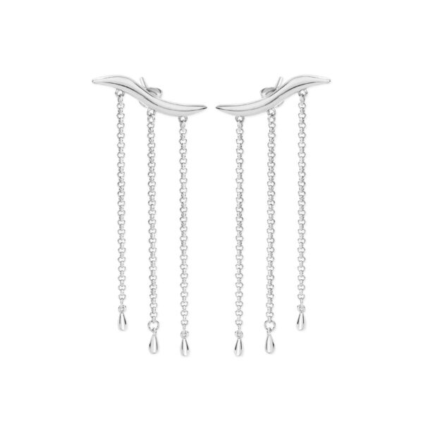 A pair of sterling silver waterfall stud earrings from Lucy Quartermaine's Waterfall collection, for pierced ears.