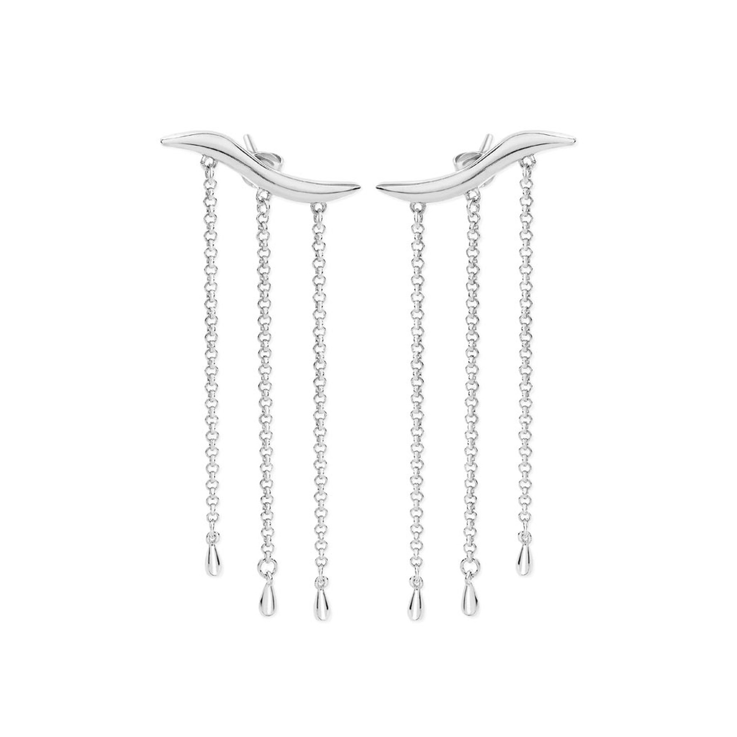A pair of sterling silver waterfall stud earrings from Lucy Quartermaine's Waterfall collection, for pierced ears.