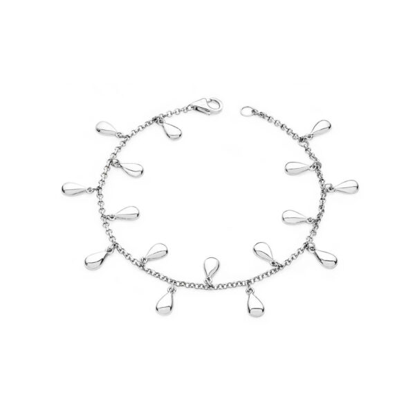 A sterling silver tear drop bracelet from Lucy Quartermaine's Drop collection.