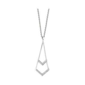 A sterling silver Art Deco style pendant set with white topaz gemstones on a chain from Lucy Quartermaine's Art Deco collection.