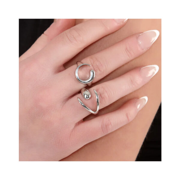 A sterling silver circular shaped ring from Lucy Quartermaine's Luna collection.
