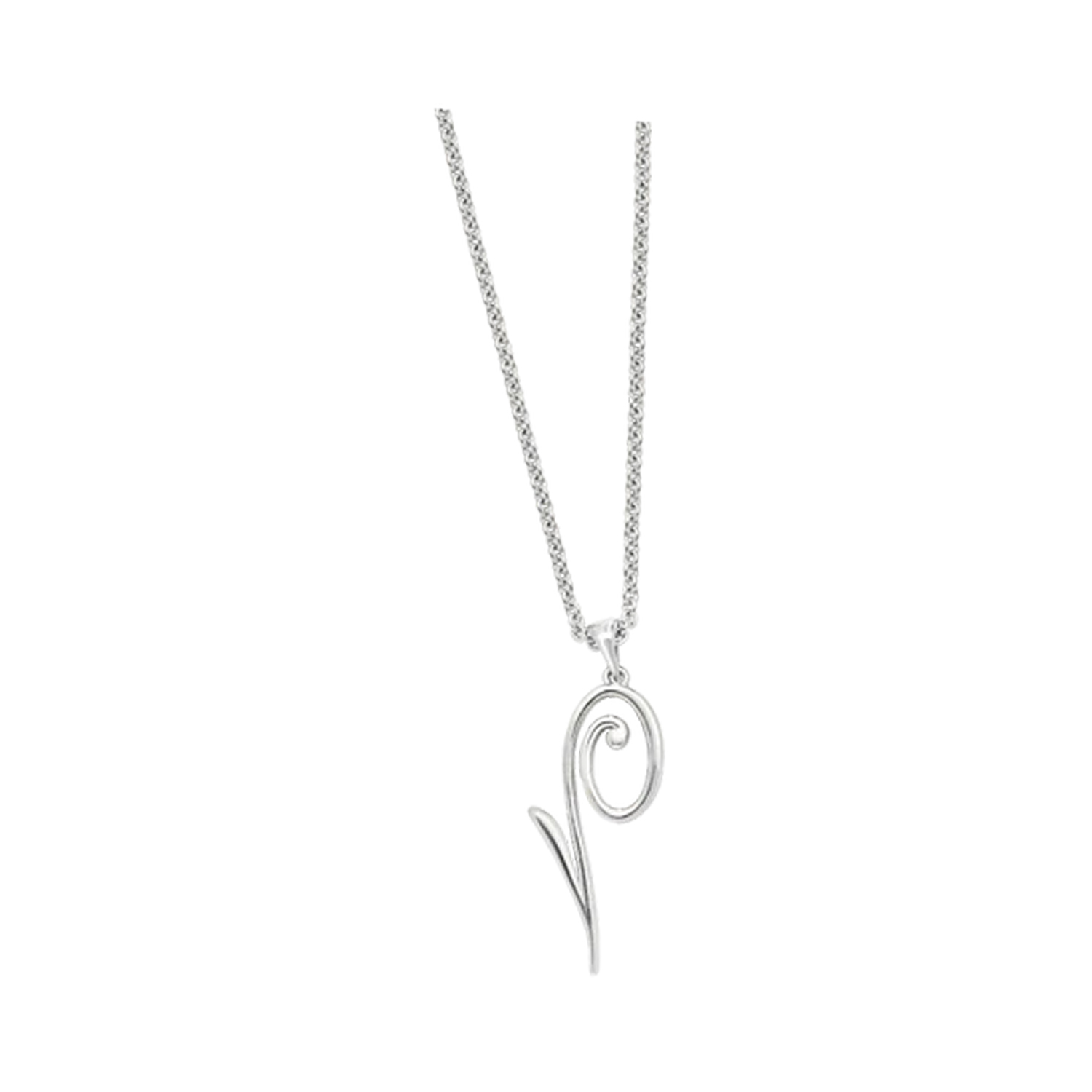 A sterling silver 'Q' pendant and chain from Lucy Quartermaine's Q collection.