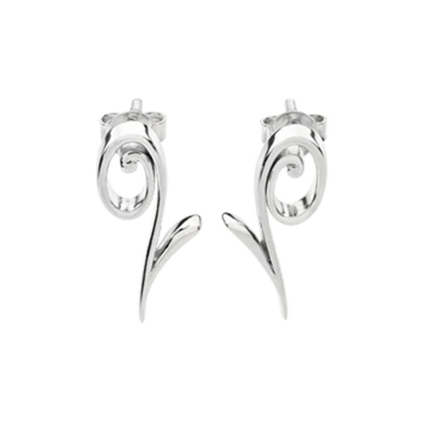 A pair of sterling silver 'Q' stud earrings from Lucy Quartermaine's Q collection, for pierced ears.