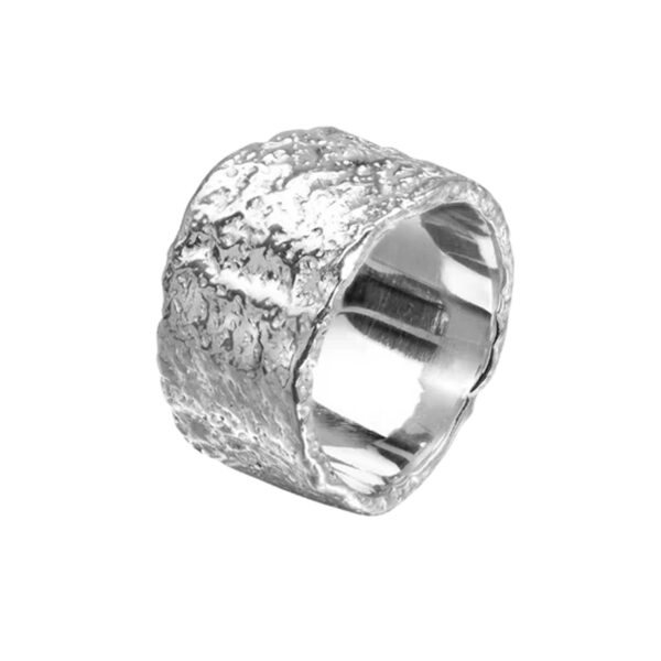 A sterling silver wide ring from Lucy Quartermaine's Hula collection.