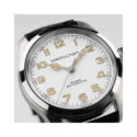 Hamilton, Khaki Field Murph with a 38mm stainless steel case and a black leather strap featuring a white arabic numeral dial.