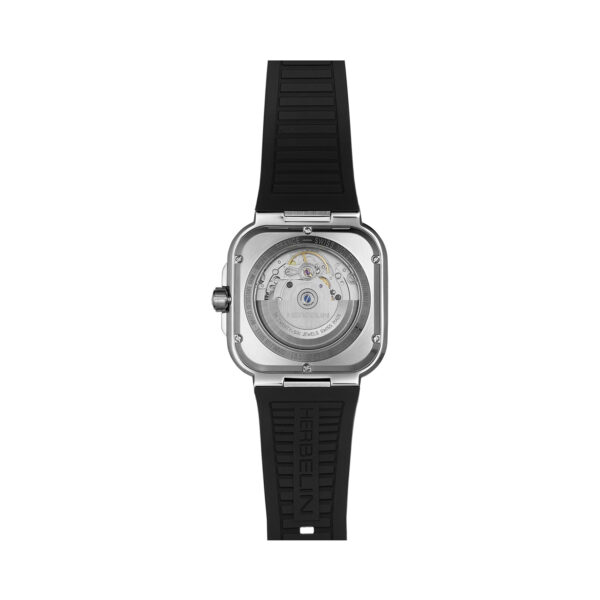 Herbelin, Cap Camarat Square with a 39mm stainless steel case and a black rubber strap featuring a date function with a green dial.