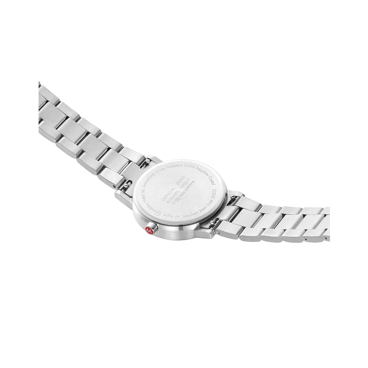 Mondaine, Classic White, Quartz Women's Watch Mondaine, Classic with a 30mm stainless steel case and bracelet strap featuring a white dial.