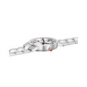 Mondaine, Classic with a 30mm stainless steel case and bracelet strap featuring a white dial.