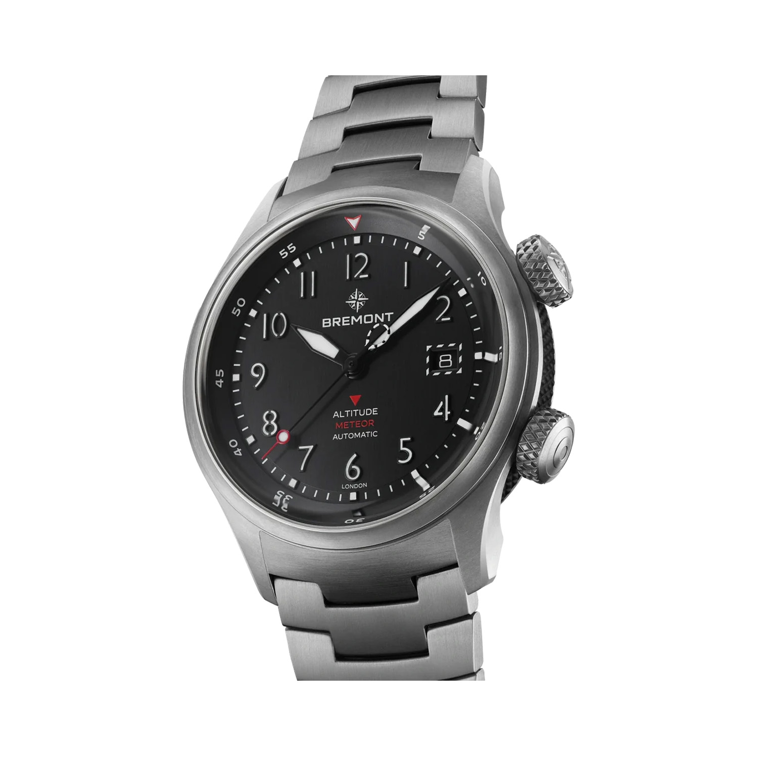 Bremont, Altitude MB Meteor, Automatic Men's Watch Bremont, Altitude MB Meteor with a 42mm titanium case and bracelet strap featuring a date function and a black dial.