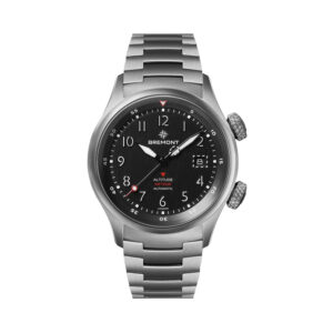 Bremont, Altitude MB Meteor with a 42mm titanium case and bracelet strap featuring a date function and a black dial.