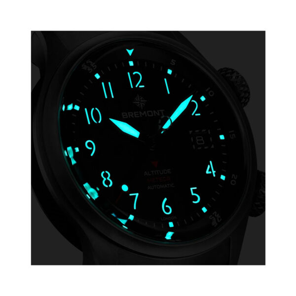 Bremont, Altitude MB Meteor with a 42mm titanium case and bracelet strap featuring a date function and a black dial.