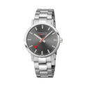 Mondaine, Classic Grey Sunray with a 40mm stainless steel case and bracelet strap featuring a grey sunray dial.