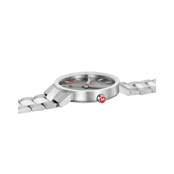 Mondaine, Classic Grey Sunray with a 40mm stainless steel case and bracelet strap featuring a grey sunray dial.