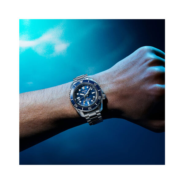 Seiko, Prospex 1968 Heritage Diver’s GMT 60th Anniversary Limited Edition with a 42mm stainless steel case and bracelet strap featuring a date and GMT function with a blue wave patterned dial and navy blue bezel.
