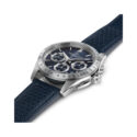 Hamilton, Jazzmaster Performer with a 42mm stainless steel case and blue leather strap featuring a date function, chronograph and a blue dial.