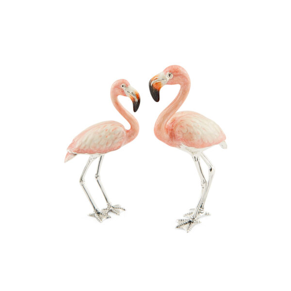 A sterling silver pink flamingo figurine from Saturno by Francis Howard.