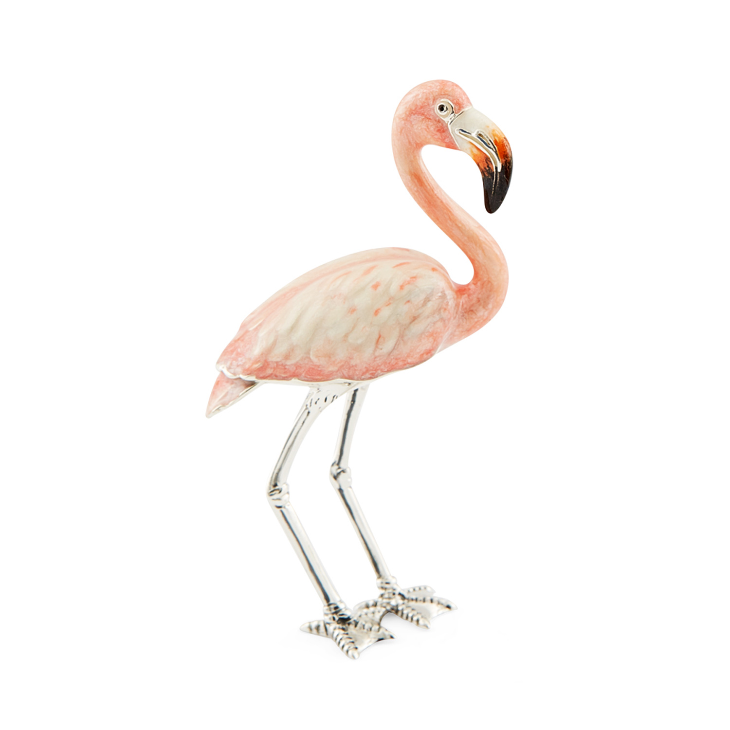Saturno, Sterling Silver Pink Flamingo Figurine A sterling silver pink flamingo figurine from Saturno by Francis Howard.
